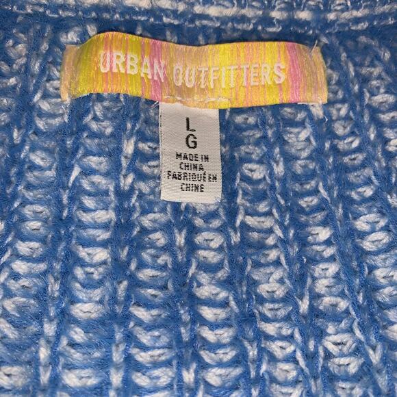 UO URBAN OUTFITTERS Kane Sky Blue Cross-Front Wrap Sweater Women's Large - Picture 6 of 7